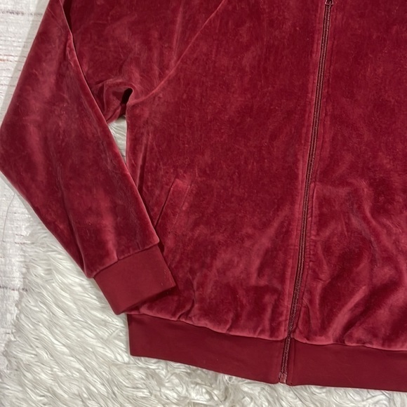Aritzia TNA Red Velour Zip Front Track Jacket - Picture 3 of 11